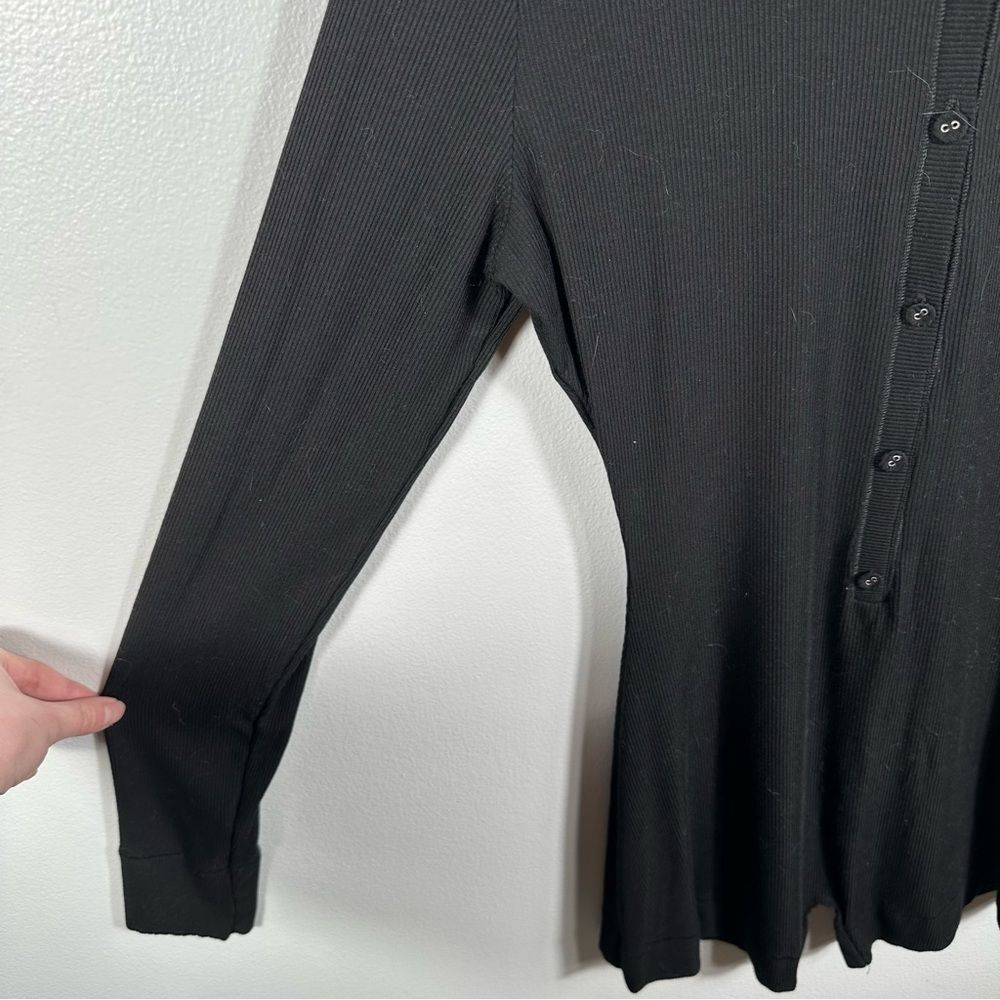 SKIMS Black Soft Lounge Button Up Henley Ribbed Sleep Romper Size Medium Casual - Picture 4 of 16